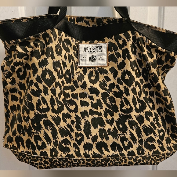 Vintage PINK by Victoria’s Secret Large Leopard Weekender Canvas Tote Bag - Picture 13 of 16